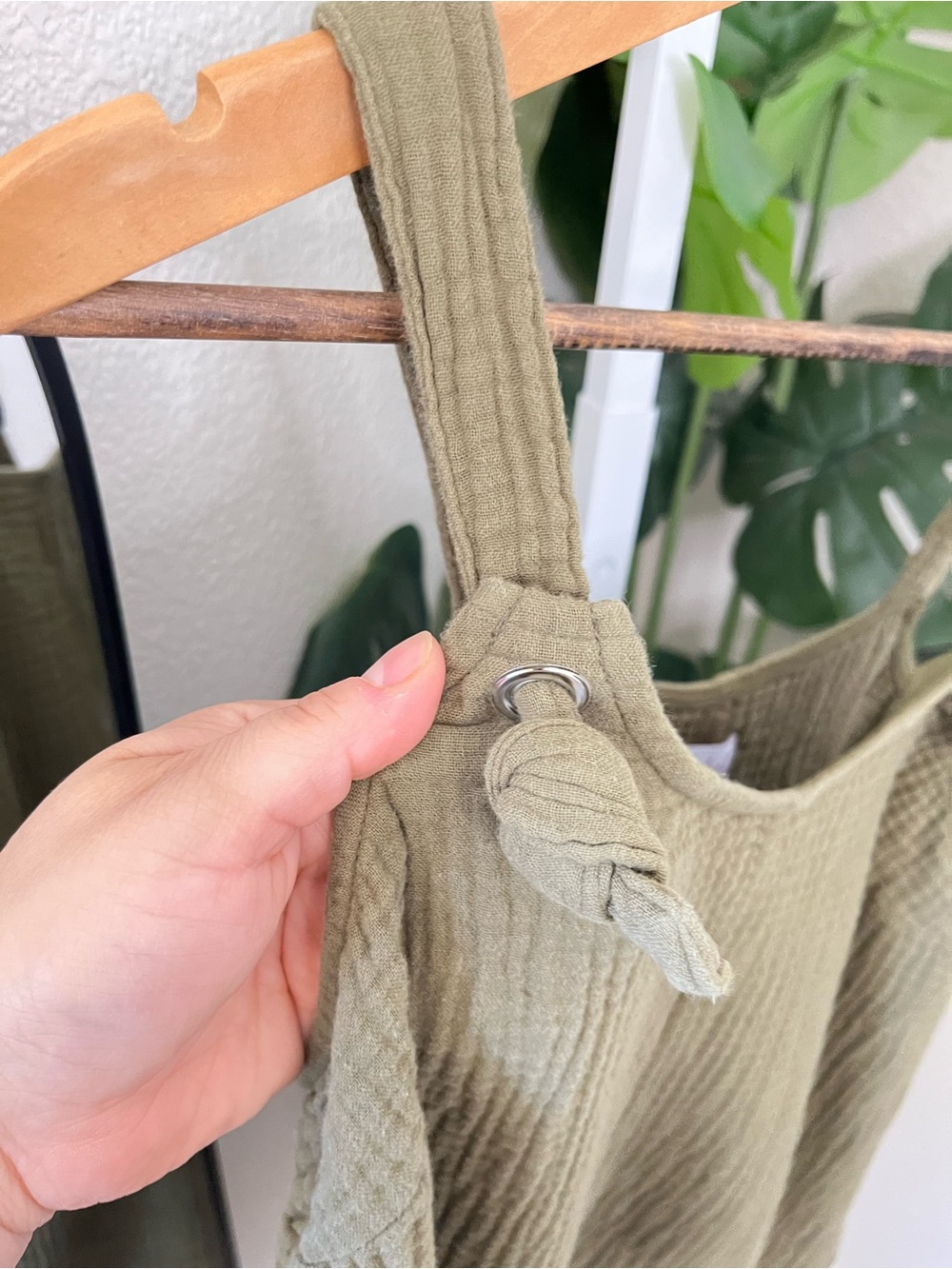 🌿 Dark Olive Green Cotton Gauze Boho Romper Jumpsuit size XS - Picture 4 of 8